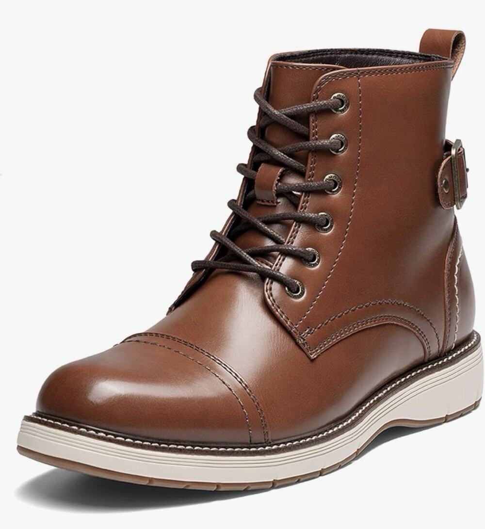 Bruno Marc Men's Motorcycle Combat Boots Lace-Up Casual Dress Size 12 Brown